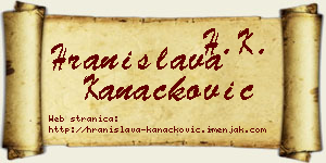 Hranislava Kanačković vizit kartica